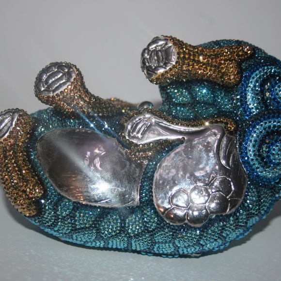 NIB Judith Leiber Foo Dog Blue Bag Clutch - Picture 4 of 8